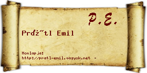 Prátl Emil névjegykártya